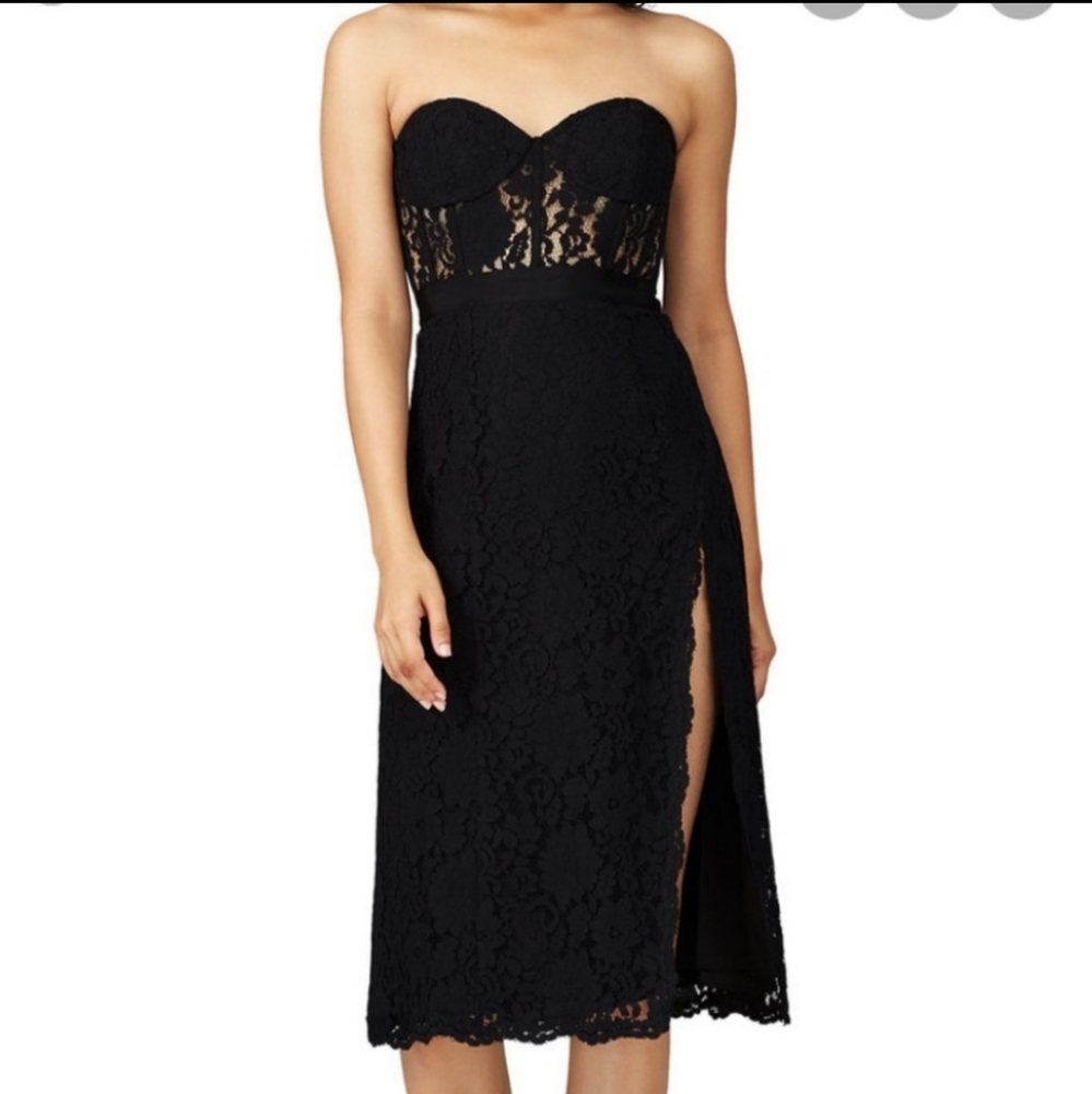 Fame & Partners Womens Laces Mariposa Dress Black Size 10